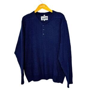Schott Bros. henley waffle knit wool sweater